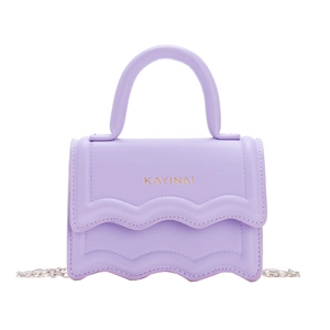 Mini sac bandoulière lavande pour filles avec rabat ondulé et logo doré élégant