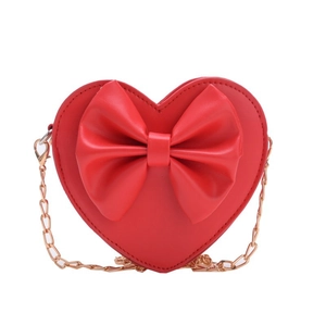 Sac bandoulière rouge en forme de cœur pour fille avec nœud et chaîne dorée élégante