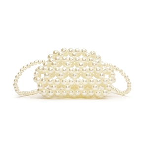Handmade mini cloud-shaped faux pearl crossbody bag with beaded handle for girls