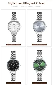 Sélection de montres fines en acier avec cadrans blanc, bleu, noir et vert émeraude