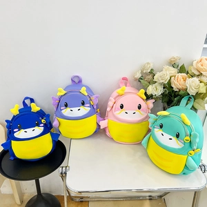 Kids Backpack Cute Cartoon Dragon Toddler School Bag Neoprene Breathable Lightweight Preschool Bookbag Boys Girls Novelty