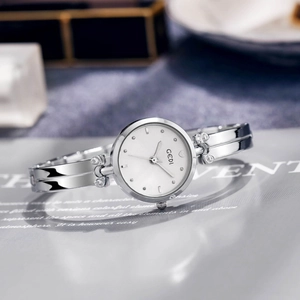 Montre Femme Quartz Style Bracelet Jonc Cadran Rond Étanche Alliage Acier Inoxydable Mode Élégant Rétro Minimaliste