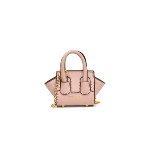 Mini sac à bandoulière rose en cuir grainé avec chaîne dorée pour enfants
