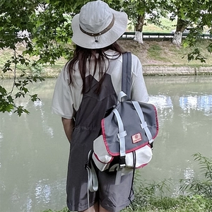 Outdoor stylish two-tone backpack for school and hiking with secure buckle closure