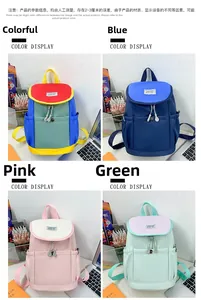 Detail view of colorful minimalist backpacks with smooth zippers and side pockets