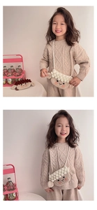 Détails du sac à bandoulière en tricot pour enfants en forme de mouton crème et beige