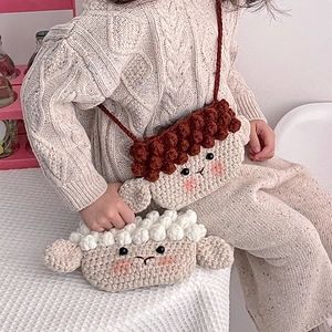 Sac bandoulière agneau au crochet fait main pour enfants avec design de dessin animé