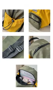 Détails du sac à dos en nylon résistant à l'eau avec poches à cordon et intérieur spacieux