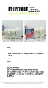 Size specifications of the quilted cotton travel bag featuring floral embroidery and straps