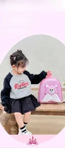 Zaino rigido rosa per bambini con orsetto 3D in rilievo e ali per asilo nido