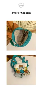 Détail de la capacité interne et poche intérieure de ce sac bandoulière en toile