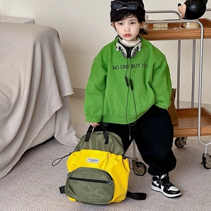 Sac à dos enfant imperméable et léger en nylon jaune et vert pour école et plein air