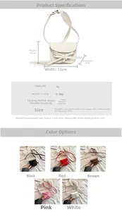 Detailed size parameters and dimensions for the mini PU leather bow cross body bag