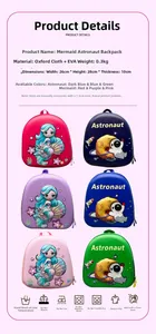 Detailed view of lightweight kids shell backpacks with 26x28x10cm size dimensions