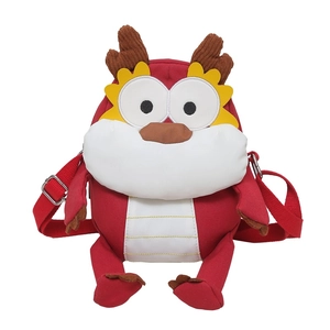 Petit sac bandoulière dragon rouge en toile avec sangle réglable et détails amusants