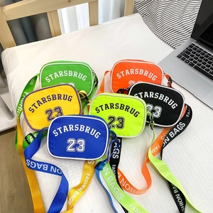 Kids Crossbody Bag Nylon Letter Print Sporty Messenger Bag For Boys And Girls Cool Travel Satchel Adjustable Strap