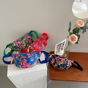 Kinder Bauchtasche Blumenmuster Ethnischen Stil Brusttasche Verstellbarer Gurt Trendige Umhängetasche Für Jungen Mädchen