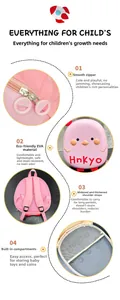 Detailed view of the pink chicken backpack featuring wide straps and durable metal zippers