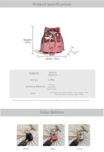 Spécifications de taille et paramètres du matériau du sac seau à paillettes et cordon