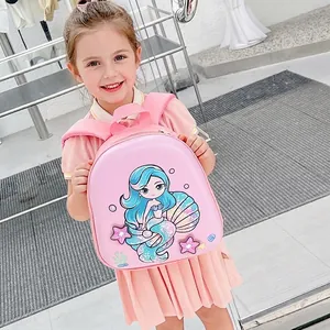 Pink toddler backpack with colorful mermaid illustration for school and outdoor trips
