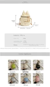 Détails du mini sac seau avec dimensions et broderie cœur en plusieurs coloris