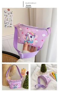 Details der lila Einhorn Bauchtasche für Kinder mit verstellbarem Gurt und Reißverschluss