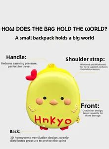 Detail of ergonomic breathable honeycomb mesh back and padded straps on yellow bird backpack