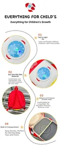 Dettaglio zaino per bambini a razzo con guscio LED e spallacci ergonomici rossi