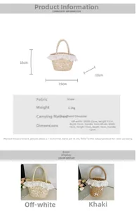 Guide des tailles pour sac seau en paille enfant avec dimensions et détails