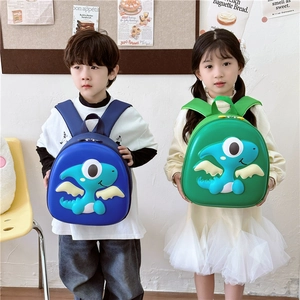 Cute 3D dinosaur cartoon shell backpacks for kids in blue and green durable EVA material