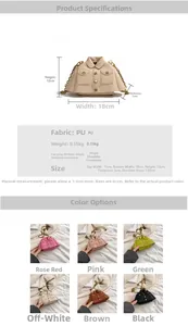 Tableau des tailles et détails du sac bandoulière créatif en forme de veste en PU