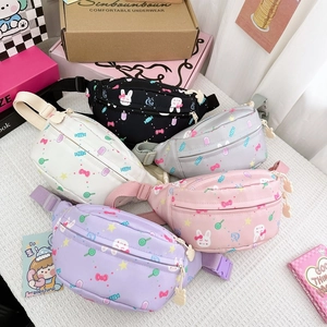 Süße Kinder Gürteltasche Nylon Brusttasche Cartoon Hase Druck Verstellbarer Gurt Für Jungen Mädchen Japanischer Stil