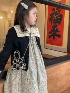 Detailaufnahme der Mini-Perlen-Beuteltasche mit silbernem Muster und langer Kette