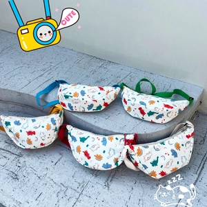 Kids Cartoon Dinosaur Print Waist Bag Nylon Chest Crossbody Pack Adjustable Strap For Toddler Boys Girls