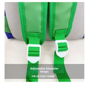 Macro view of adjustable shoulder straps with breathable honeycomb mesh for kids backpack