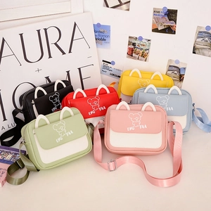 Sac À Bandoulière Pour Enfants Cuir PU Imprimé Koala Dessin Animé Bloc De Couleur Sacoche Avec Oreilles 3D Pour Tout-Petits