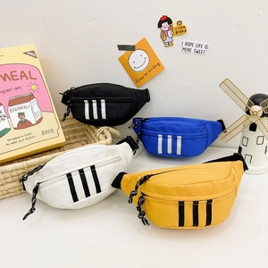 Kids Waist Bag Nylon Sporty Three Stripes Chest Bag For Boys Girls Casual Crossbody Fanny Pack