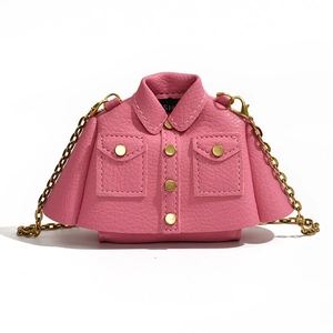 Mini sac à bandoulière rose en forme de veste avec chaîne dorée pour enfants