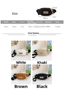 Tableau des tailles détaillé et sacs bananes en nylon pour garçons avec bandoulière