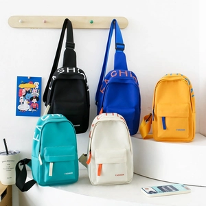 Kids Chest Bag Nylon Fashion Letter Print Crossbody Pack For Boys Girls Sporty Casual Outdoor Travel Adjustable Strap