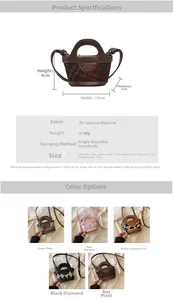 Detailed size specifications for a mini quilted crossbody bag with 112cm shoulder strap