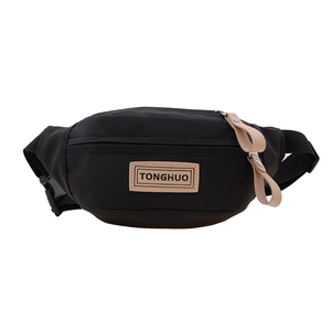 Sac banane noir pour enfants avec écusson en cuir TONGHUO et sangle réglable