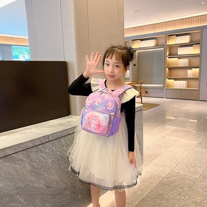Cute purple mermaid princess school backpack for girls with durable nylon fabric