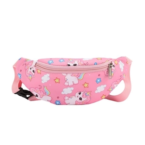 Sac banane rose pour enfants avec motifs licorne, sangle réglable et boucle de sécurité