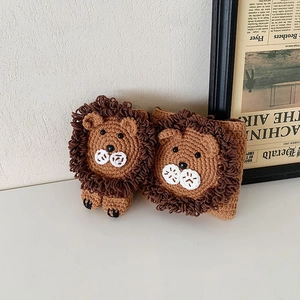 Sac Bandoulière Lion Crocheté À La Main Laine Tricotée Animal Dessin Animé Mini Sac À Épaule Pour Filles Accessoire Kawaii
