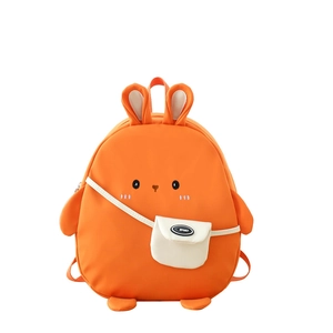 Süßer orangefarbener Cartoon Hasen-Rucksack für Kleinkinder mit langen Ohren und Stickerei