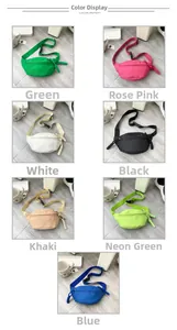 Detailed color selection showing macaron colors of nylon waist bags with adjustable straps