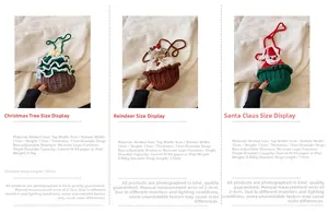 Détails des sacs de Noël en tricot avec motifs de Père Noël et dimensions précises