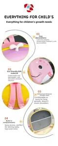 Detailed close-up of pink whale backpack featuring EVA material and padded shoulder straps