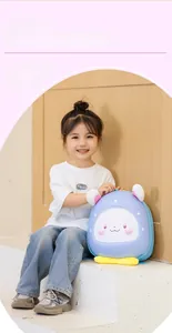 Cute bunny shell backpack for toddlers featuring gradient purple and blue design
